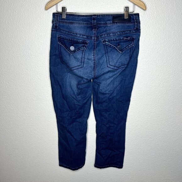 Seven7 Women's Blue Denim Mid Rise Slim Straight Ankle Crop Jeans Size 8 - Picture 4 of 8
